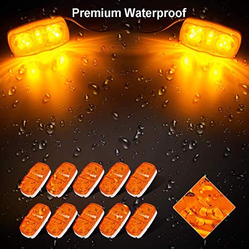 image for EXERAUO Led Camper Lights Amber Trailer Side Marker Light Double Bubbl