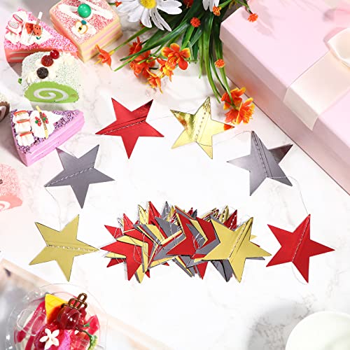 Image of Patelai Glitter Star Garland Banner 2026 Party Decor 130 Feet Star Hanging Streamers Twinkle Backdrop for Classroom Birthday Graduation Wedding Supplies(Red, Black, Gold)