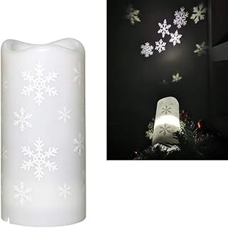 Uonlytech Snowflake Projector Light, Snowflake Candle Light with Snowflake Projection, Christmas Snowflake Candle for Christmas Home (1 Pcs, Random Pattern))