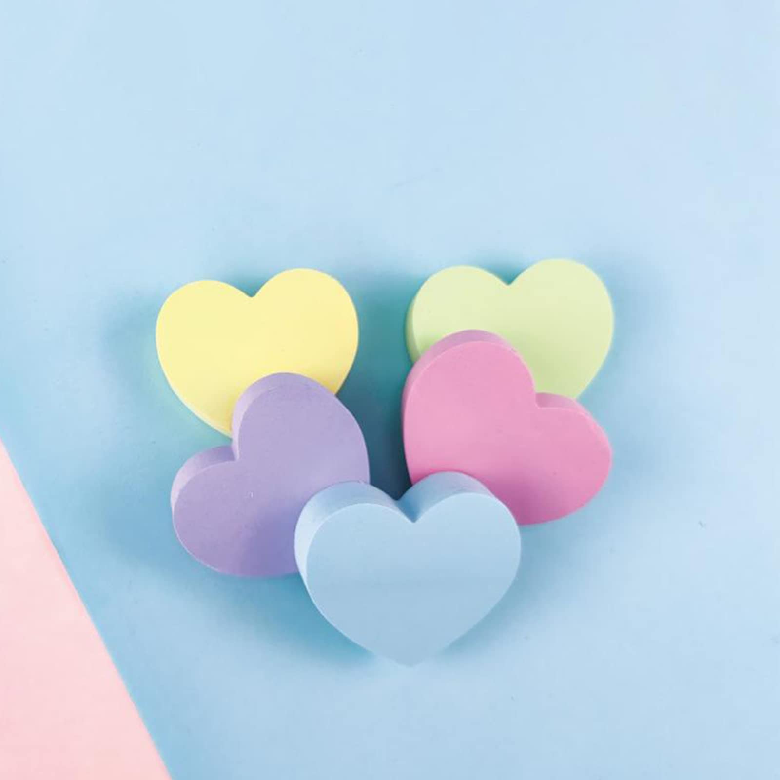 18 Pcs Valentine's Day Heart Sticky Notes With Holders - Red Pink Office Supplies Set