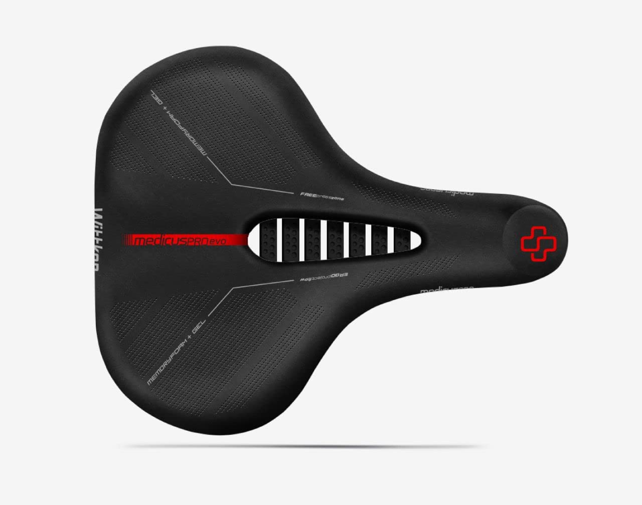 Wittkop MEDICUS PRO EVO 3.0 Gel Cityfahrradsitz - Memory Foam, Schaum, ergonomisches Design, NAWAVE-Rahmensystem, Schwarze Farbe, Stahlbefestigungsstangen, 685g Gewicht.