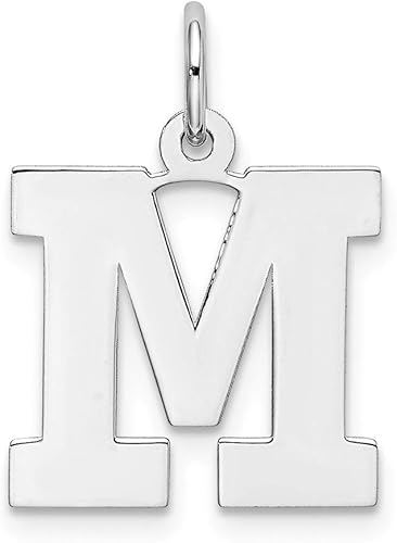 Colgante de plata de ley 925 maciza con inicial de bloque medio, letra M del alfabeto, 0.748 in, Metal