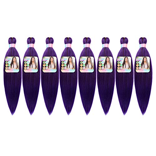 SMART BRAID Pre-stretched Braiding Hair Senegalese Box Braids Synthetic Braid Hair Extensions for Women 26 Yaki Texture (26inch8pc, PURPLE)