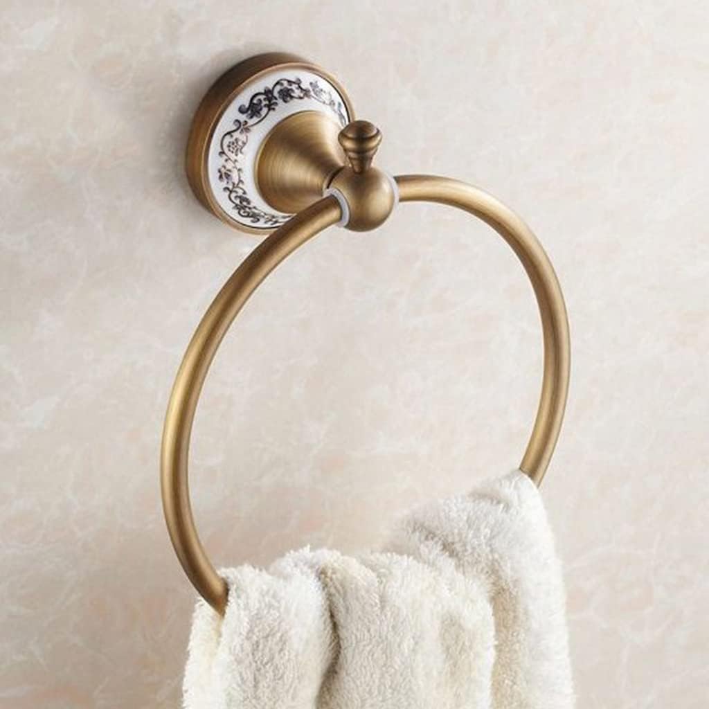 LSLYTQ Wall Mounted Towel Holder, Towel Ring, Solid Brass Construction Antique Bronze Finish Bathroom Accessories