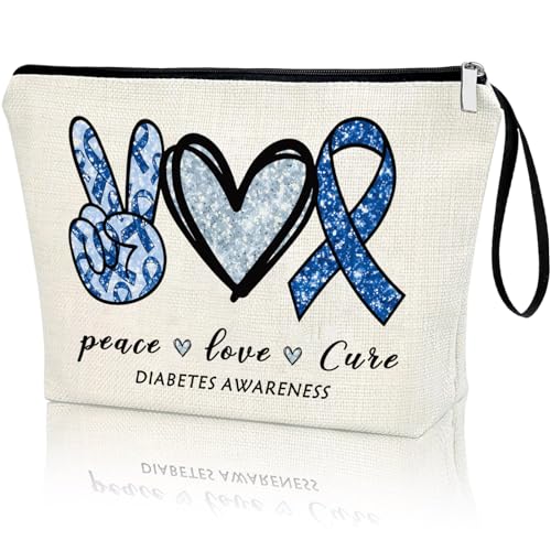 Diabetes Awareness Gift Diabetes Zipper Bag Type 1 Diabetes Support Diabetic Survivor Funny Diabetes Makeup Bag Peace Love Cure Organiser Pouch