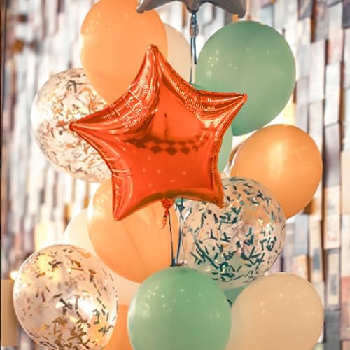 Image of MEETINGU Star Shape Foil Balloons,18 Inch Star Shape Foil Mylar Balloons for Wedding Birthday Party Baby Shower Decoration (Orange,10psc)