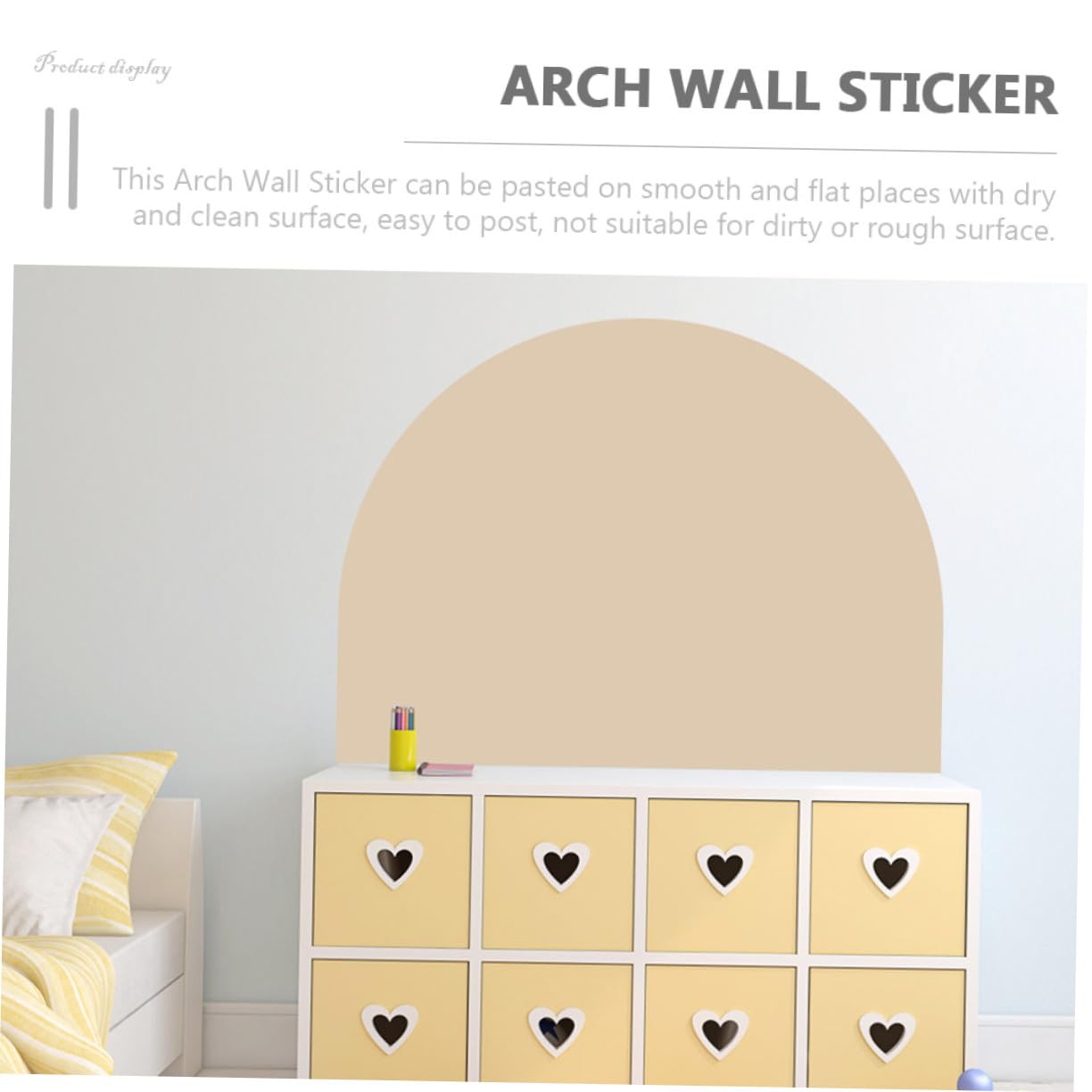 LIFKOME Calcomanía de Pared Geométrica Moderna para Dormitorio, Adhesivo Extraíble de Pvc Beige Fuerte Pegamento y Diseño Curvo, Decoración Elegante Hogar