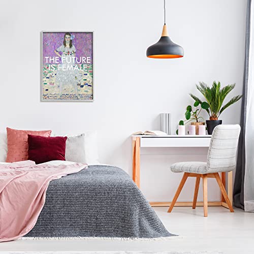 Stupell Industries The Future is Female Vintage Girl Powerful Stance Grey Framed Wall Art, 24 x 30, Off- White2