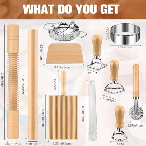 image for Crssbrohip 11 Pcs Pasta Making Tools Kit - Includes Wooden Gnocchi Boa