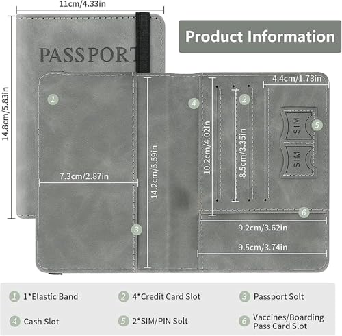 Image of Passport Holder Cover Travel Wallet Organizer, Passport Case with PU Leather Travel Document Holder for Men & Women Travel Accessories