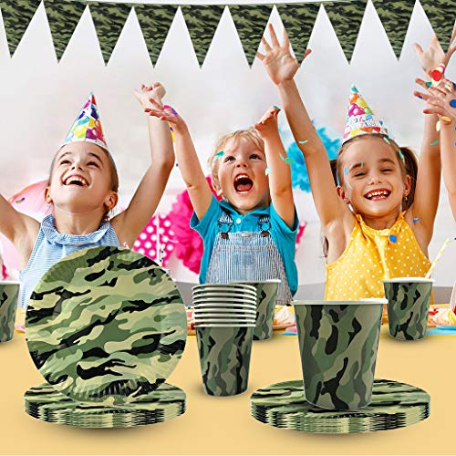 Hongfago Camo Partyset voor verjaardagsfeestjes, 41 stuks, camouflageparty, levering servet, papieren bekertjes… - Image 6