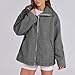Kenhansion Women Fall Sherpa Jackets Oversized Double Ended Zip Fleece Warm Jacket Fuzzy Casual Sweater Coat Winter Outerwear (Dark Grey,Medium)