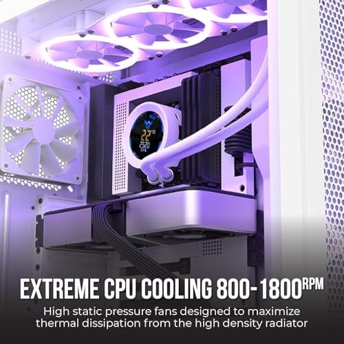 Image of Osprey 240mm AIO CPU Cooler, Copper Radiator with 2400RPM Digital Display Pump, ARGB Fans, Leakproof Technology, PWM Control, CSM Utility App, Supports Intel LGA 1700 /1200 /115X & AMD AM5 /AM4, White
