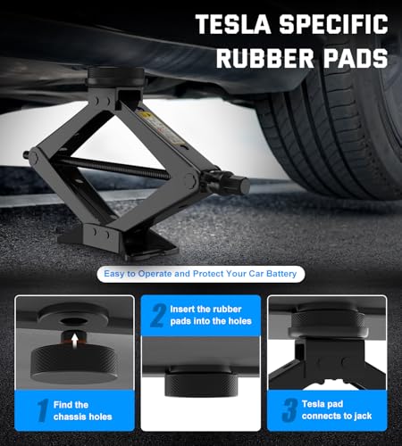 Image of Car Jack for Tesla, 2.5 Ton Car Scissor Jack Kit for Tesla Model Y Model 3 /S /X, Tire Changing Kit with 2 Tesla Specific Jack Pads