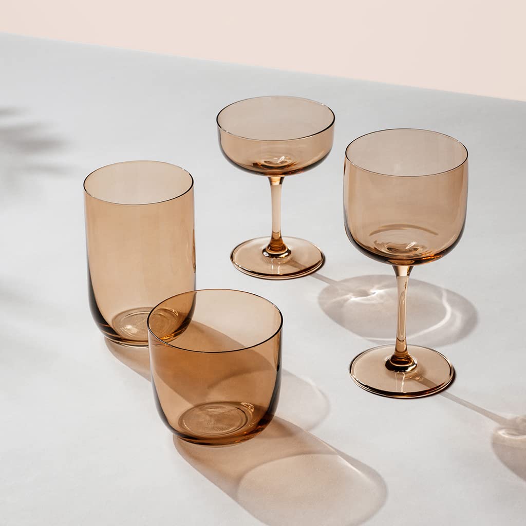 Villeroy & Boch like. by Like Clay Wein- & Sektgläser-Set 4-teilig, Weingläser (350 ml) und Sektschalen (190 ml), Kristallglas, Braun
