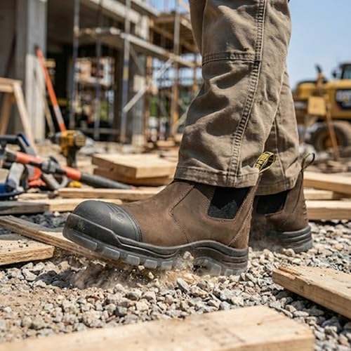 Image of Men's Slip On Soft /Composite Toe Slip Resistant Waterproof Puncture-proof Work Boots