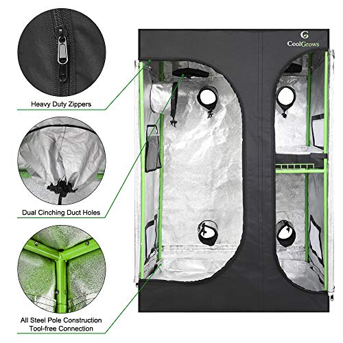 CoolGrows Upgraded 2-in-1 Mylar Hydroponic Grow Tent with Easy View Window and Floor Tray for Indoor Plant Germination Growing 5 CoolGrows Upgraded 2-in-1 Mylar Hydroponic Grow Tent with Easy View Window and Floor Tray for Indoor Plant Germination Growing - Image 6
