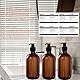 Abriclo 3er Seifenspender Set, 500ml Seifenspender Dusche Pumpspender Nachfüllbarer Kunststoff-Lotionsspender mit Wasserdichten 8er Kategorie Etikett für Dusche/Küche/Badezimmer Bad– Braun