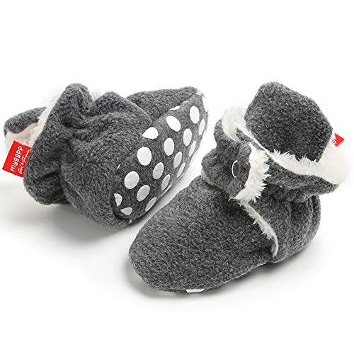 Image of Meckior Newborn Infant Baby Girls Boys Warm Fleece Winter Booties First Walkers Slippers Shoes