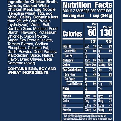 Image of Progresso Light Chicken Noodle Soup, Ready to Serve, 18.5 oz | 130 Calories per Can, At Least 33% Fewer Calories Vs. Leading Chicken Pasta & Vegetable Soups, Half Cup of Vegetables per Can