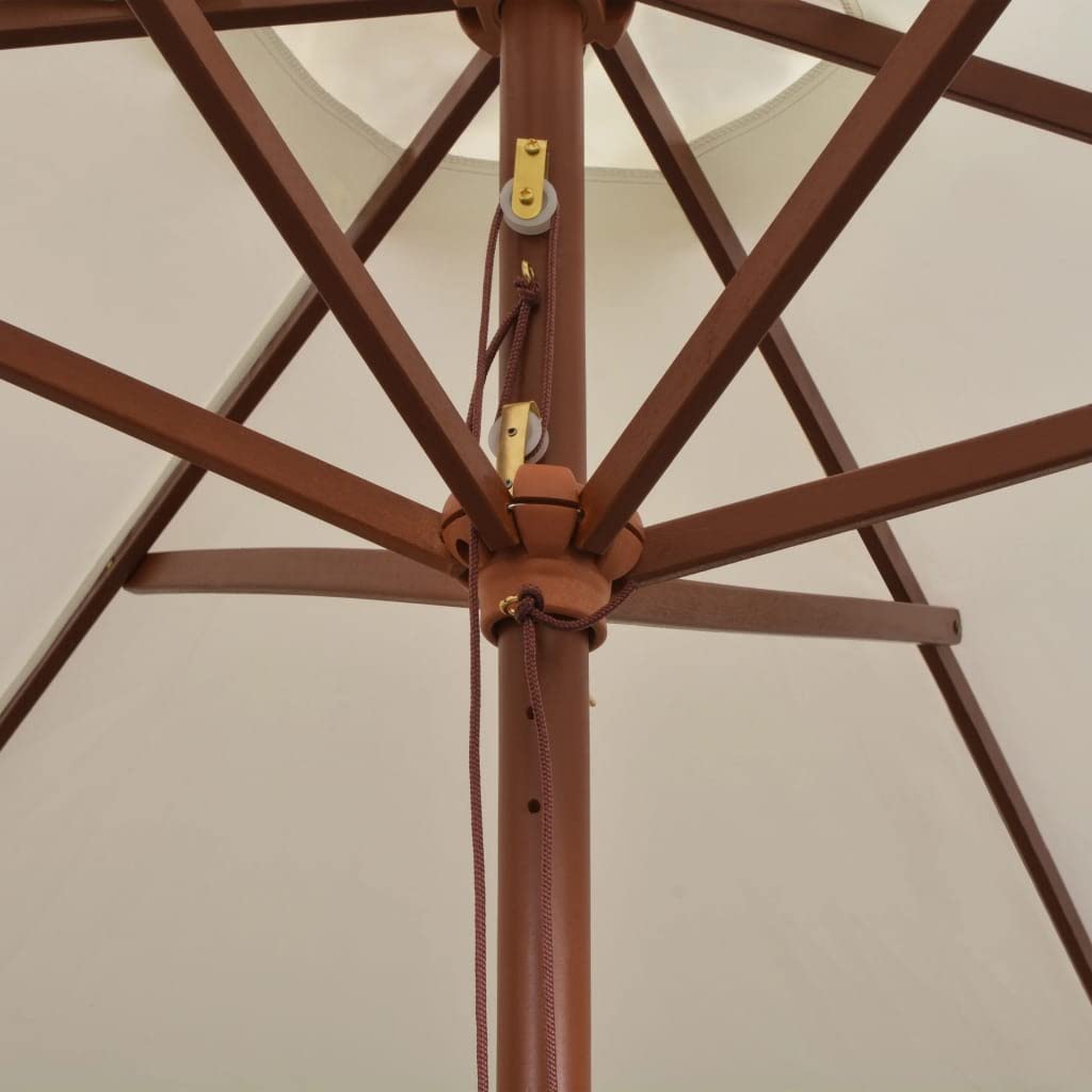 Ombrellone da giardino con palo in legno, 270 x 270 cm | Poliestere resistente, 6 aste robuste, facile da aprire e chiudere, per patio o terrazza