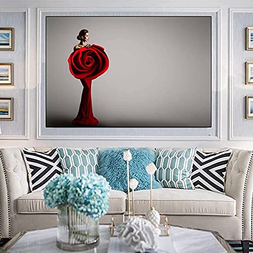 Kunstwerk Schilderij 15,7 x 23,6 inch (40 x 60 cm) geen frame Creatieve Rose Bloem Canvas Schilderij Karakter Kunst Muur… - Image 4
