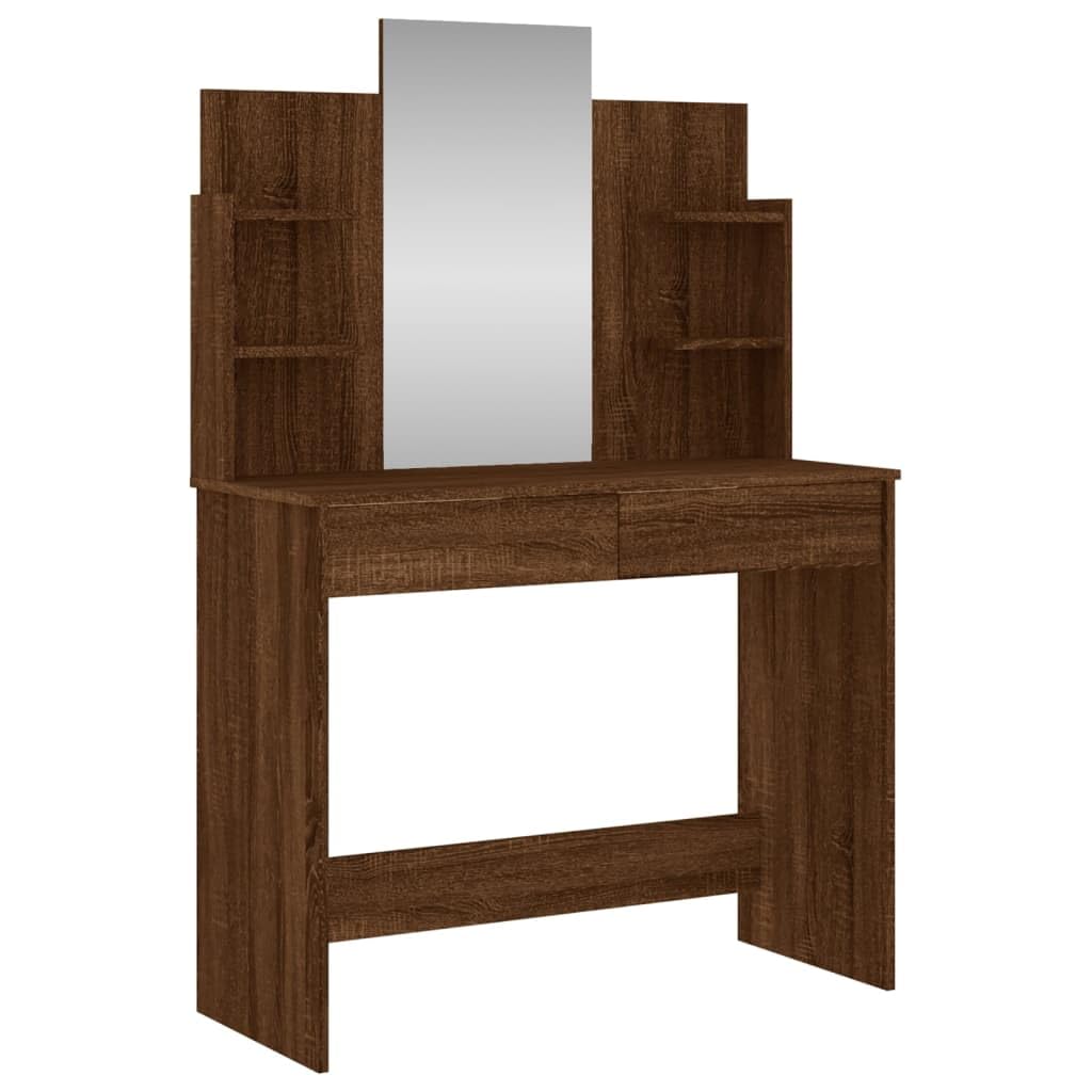 vidaXL Toeletta con Specchio Rovere Marrone 96x39x142 cm