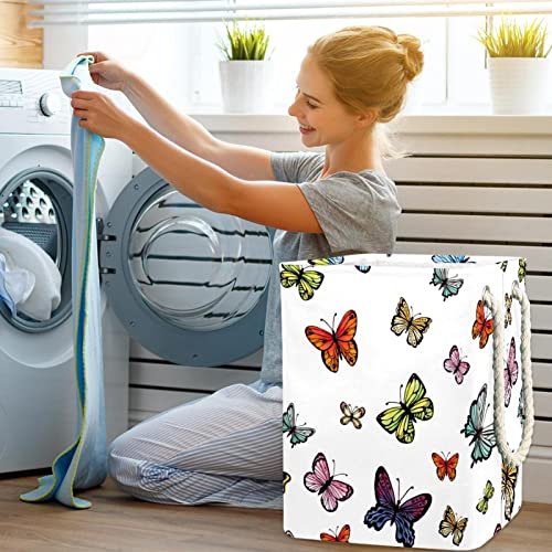 Panier à linge avec poignées imprimé papillons pour simplifier la lessive - 7
