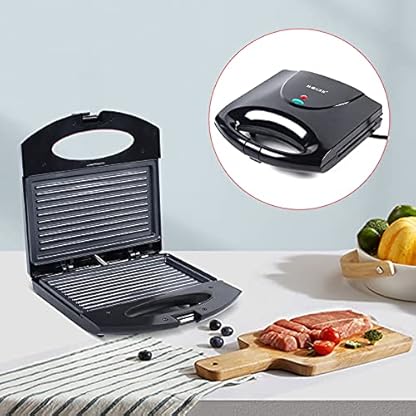 Qussse Kontaktgrill, 850w Sandwichtoaster Elektrogrill Panini-Maker Tisch Grill für Steak Hähnchenbrust Speck und Wurst – Bild 6