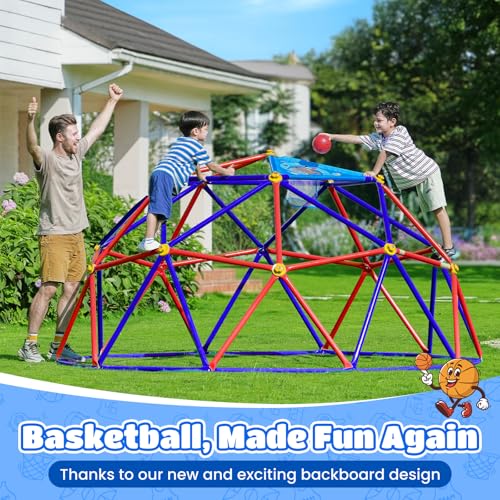 Image of Zupapa 10FT Climbing Dome, Outdoor Jungle Gym for Kids with Climbing Grip - Geometric Dome Climber Outdoor Playset and Easy Assembly Outdoor Play Equipment for Kids (Purple, 10FT)