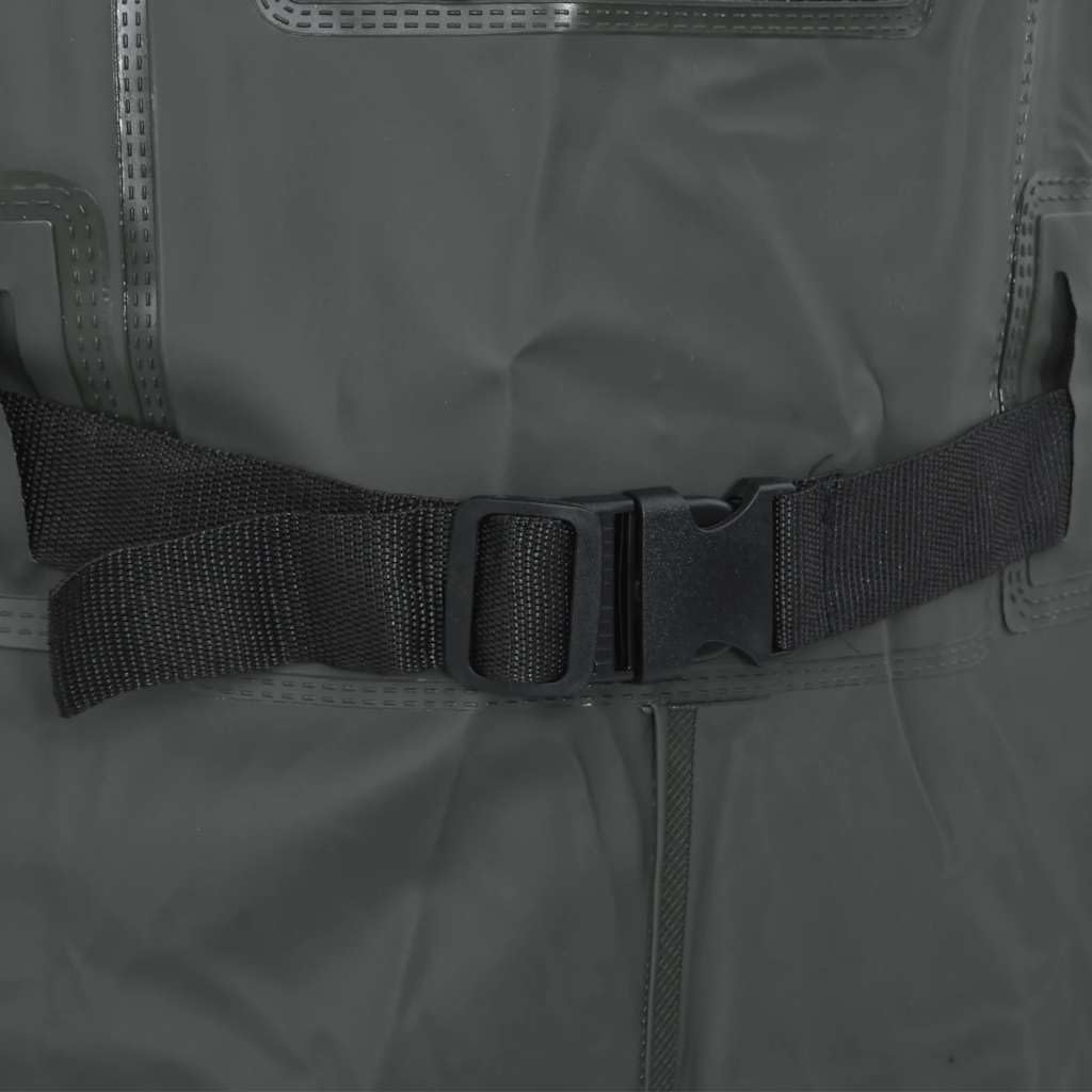 vidaXL Wathose mit Stiefeln Gürtel, Anglerhose Wasserfest Verstellbar, Teichhose für Angler Jäger Landwirte, Angelhose, Dunkelgrün Größe 40