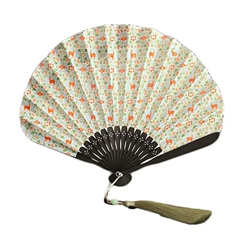 Schwarzer Faltbarer Handventilator – Japanischer Fächer Aus Seidenstoff Mit Quaste, Für Hochzeit, Party, Cosplay