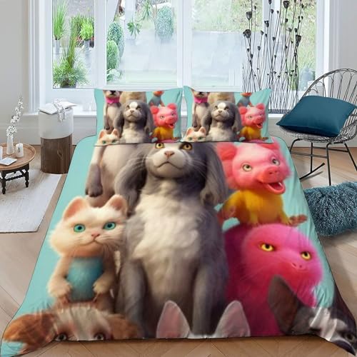 Housse de couette King animaux douce pour sommeil paisible des filles