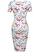 Hotouch Women's Floral Print Short Sleeve Cocktail Party Bodycon Dress Light Blue M