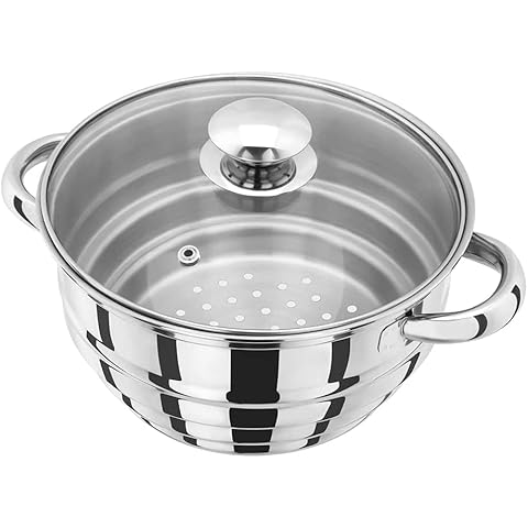Judge Steamer Insert HX12 Stainless Steel Stepped Steamer Insert Colander with Twin Handles fit Any 16cm, 18cm or 20cm Pans, 25 Year Guarantee Cover