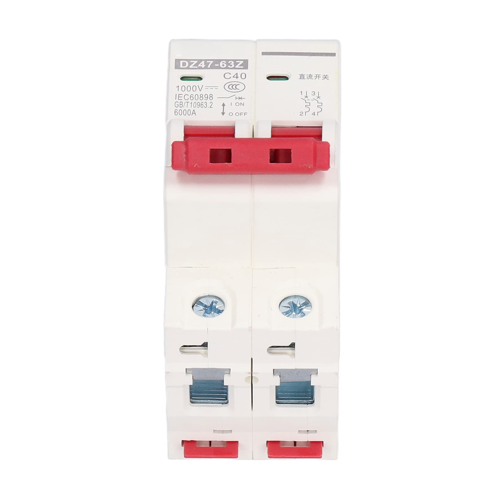 Interruttore Automatico Miniaturizzato DC 2P 40A 1000V - DZ47-63Z Per Impianti Fotovoltaici Solari, Montaggio Su Guida DIN