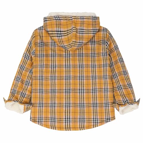 Image of ThCreasa Girls Sherpa Lined Plaid Button Hooded Jacket | Fully Interior Lined, Button Up, Flannel Outer, Family Photo Ready, School To Holiday Events, Fall Winter Shacket With Hood