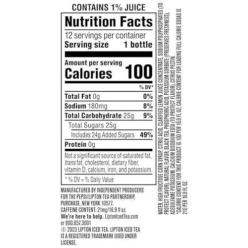 Image of Lipton Iced Tea Lemon, 16.9 Fl Oz Bottles (Pack of 12)