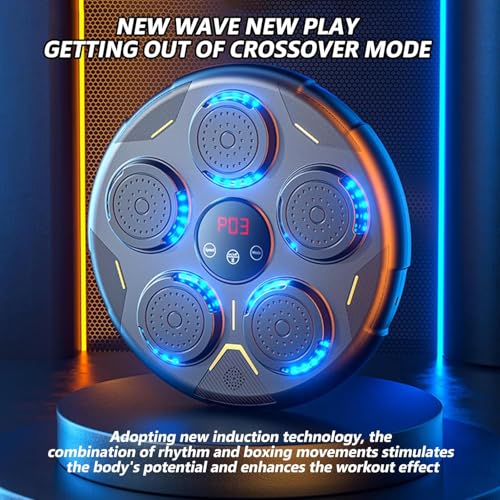 Image of Drumstone (𝗦𝗽𝗲𝗰𝗶𝗮𝗹 𝟭𝟱 𝗬𝗲𝗮𝗿𝘀 𝗪𝗮𝗿𝗿𝗮𝗻𝘁𝘆) Smart Music Boxing Machine - Wall Mounted Bluetooth Punch Trainer with LED Lights, 9 Modes, Score Display, Home Workout Equipment