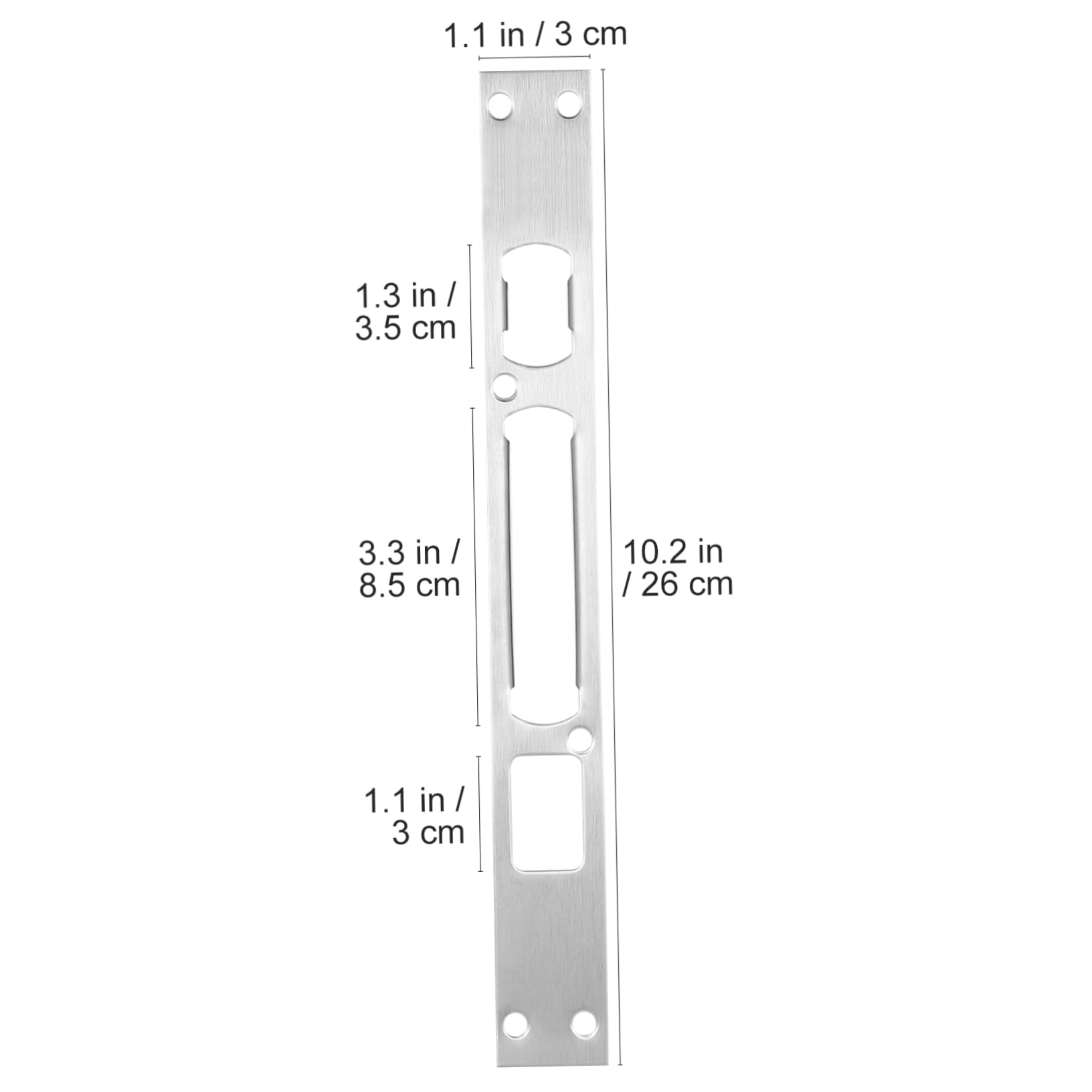 VILLCASE 9 Ensembles Plaque De Renfort Pour Pêne Dormant Plaque De Grève Gâches Pour Portes Extérieures Grève De Haute Sécurité Gâche De Porte Longue Acier Inoxydable 2 Pièces * 9