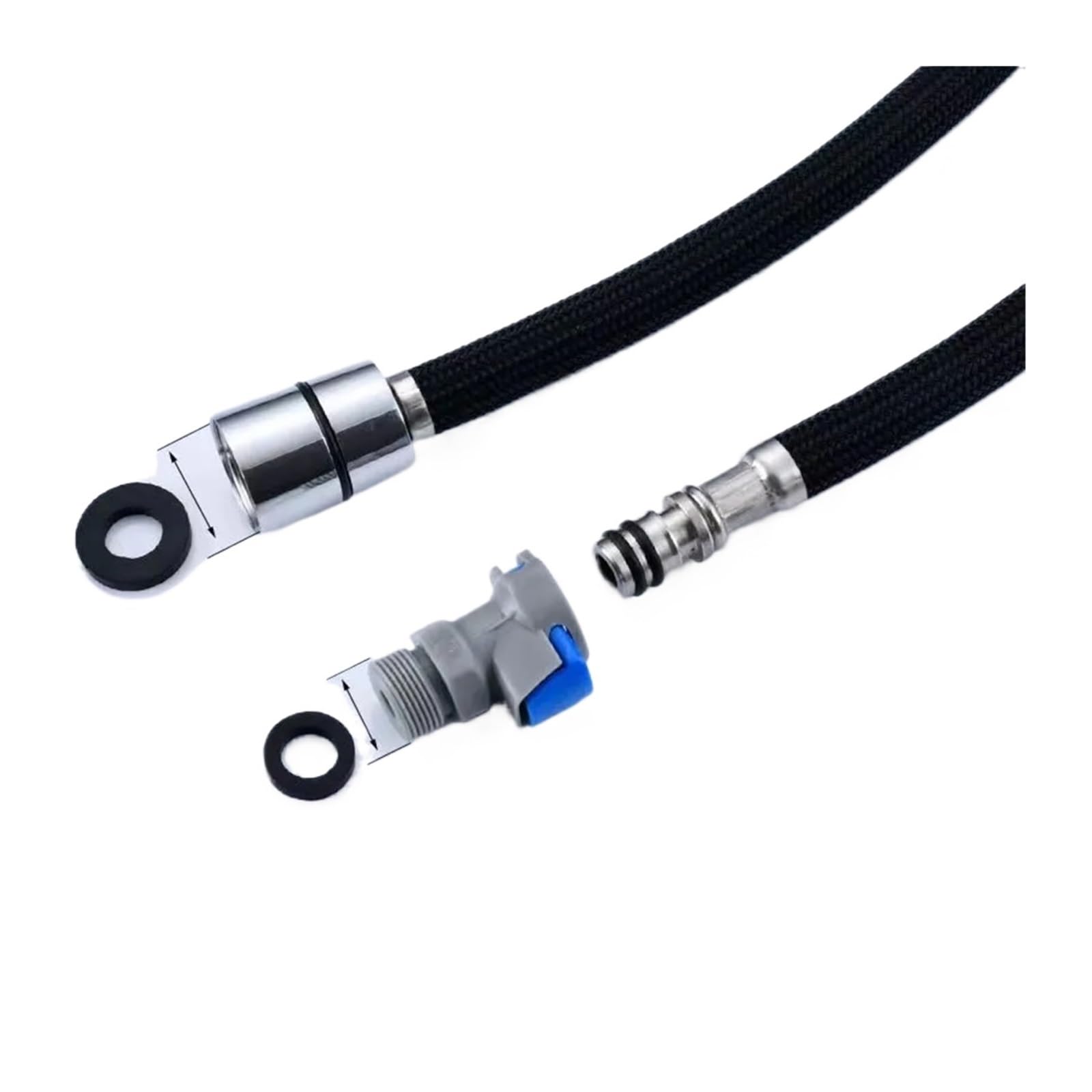 F1/2 M15*1 Tuyau de rechange pour robinet 150 cm Gris/Noir Nylon Durable Accessoires de cuisine et de salle de bain 1 pièce Tube d'alimentation en eau