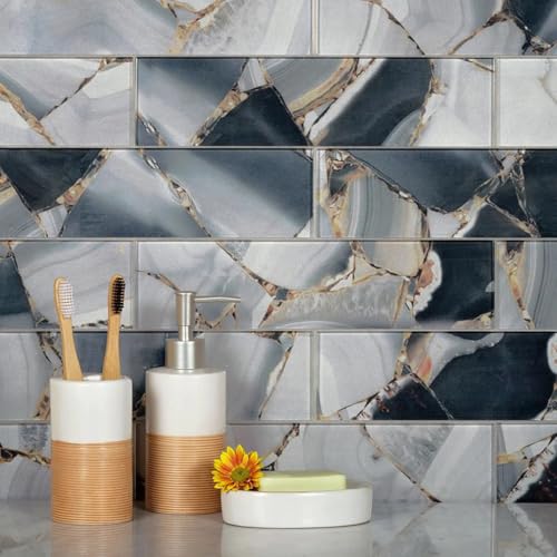 Backsplash Tile, Subway Wall Tile. Gray Agate, 3" X 12"
