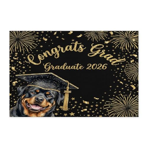 Rompecabezas de 1000 piezas para adultos con diseño de perro Rottweiler y diploma de graduación