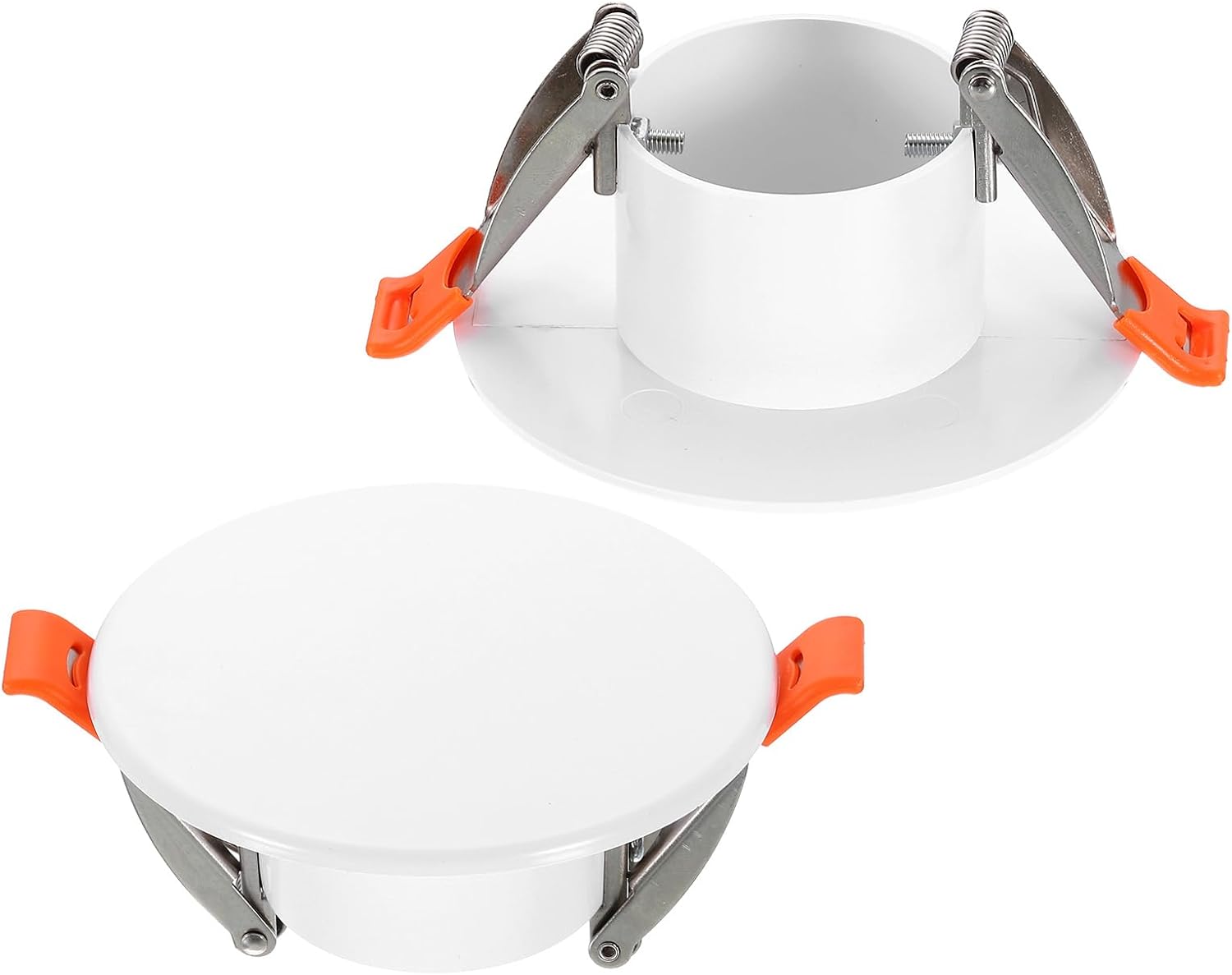 3.7-Inch Spring Mount Ceiling Cover Plates, Recessed Light Trim Wall, Downlight Hole Cap Decorative Panel with Buckle Fit 2-3.3inch Round Hole Ceiling Openings, White 1 Pack