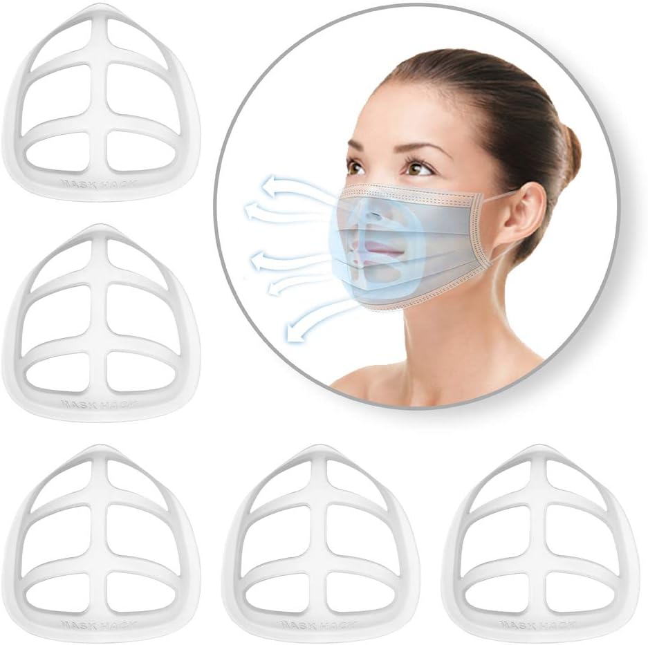 Silicone Bracket Mas-k Protect Lipstick More Space for Comfortable Breathing Washable Reusable Frame As Seen on TV(White)