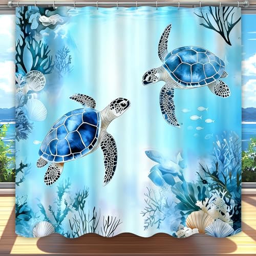 Dreamrflove Turtle Shower Curtain,Ocean Themed Bathroom Decor, Tropical Sea Beach Shower Curtain,Summer Shower Curtains for Bathroom 72x72 Inch Proof Polyester Insulated Home Decor