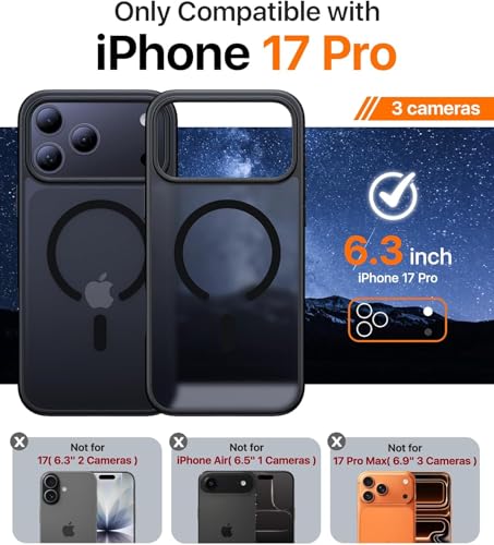 Image of EGOTUDE for iPhone 17 Pro Case | Matte Frosted Hard Back Translucent Cover Compatable with Mag