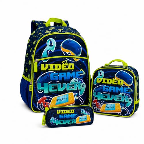Mochila Escolar Infantil Game Pack Me + Lancheira Térmica + Estojo