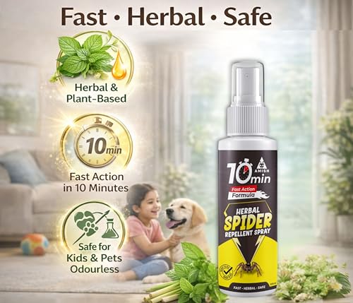 Image of Amish Herbal Spider Spray 100 ml|10 Minutes Formula |Removes Entire Spider Colony|Powerful 100% Organic No Chemical Spider Repellent Spray for Home Office & Garden Long Lasting Protection