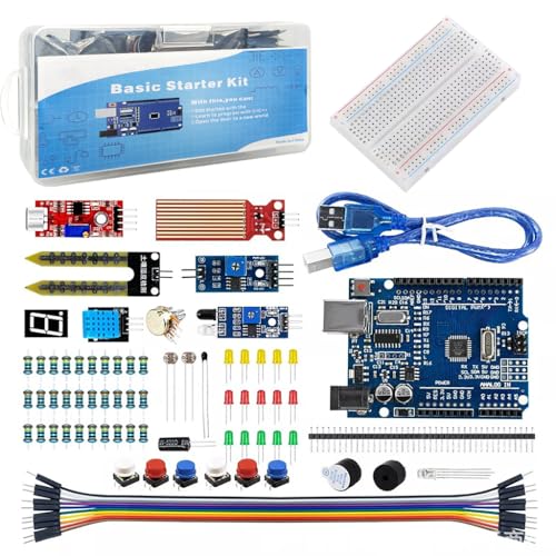 Image of Serplex UNO R3 Starter Kit Compatible with Arduino IDE for UNO Board Projects, Includes 400 Hole Breadboard, Sensors, and Obstacle Avoidance Module for Learning, Hands-On Exploration, and Prototyping